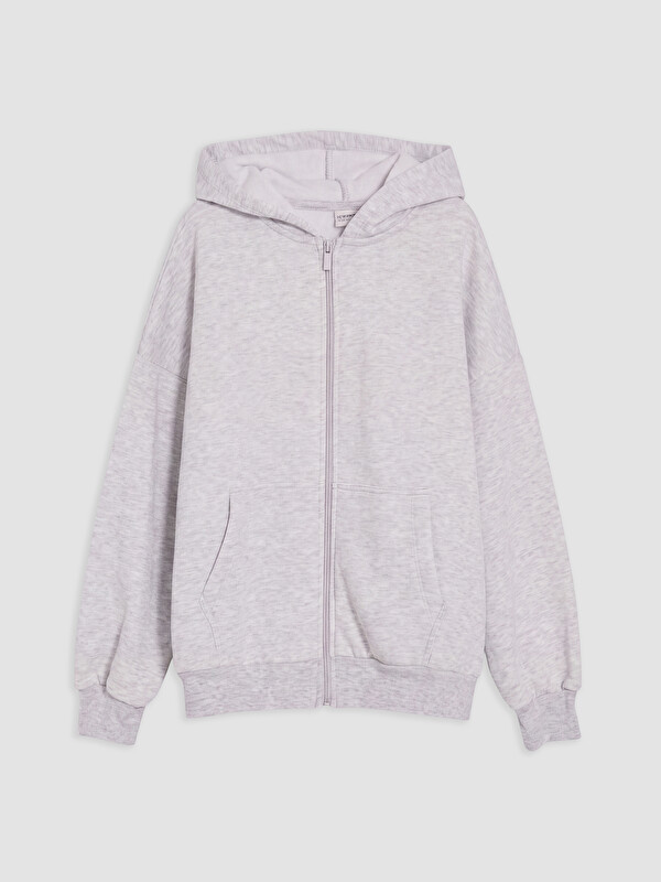 LCW Kids Kapüşonlu Orta Kalın Kız Çocuk Fermuarlı Sweatshirt