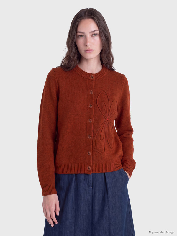LCW Modest Flower Embroidered Women's Knitwear Cardigan