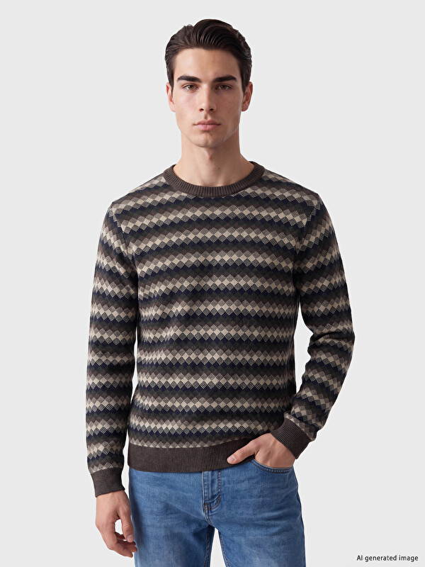 LCWAIKIKI Classic Crew Neck Patterned Men's Sweater