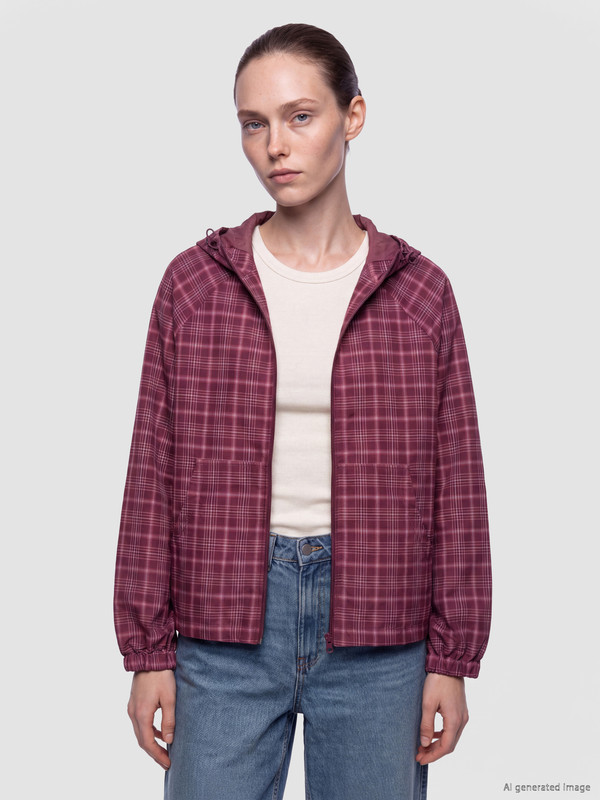 LCW Comfort Kapüşonlu Ekose Kadın Mont