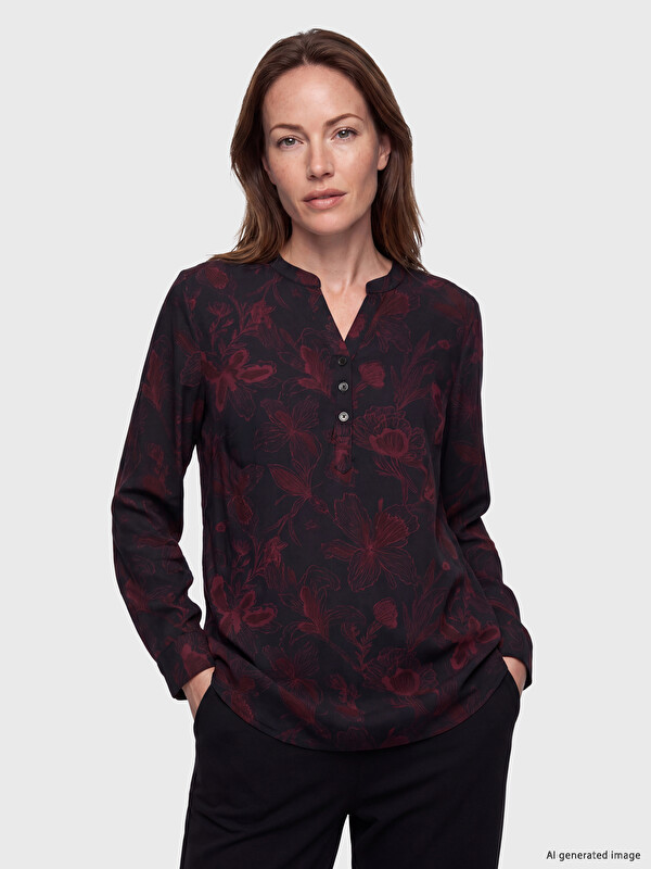 LCW Grace Notch Neck Floral 100% Cotton Blouse
