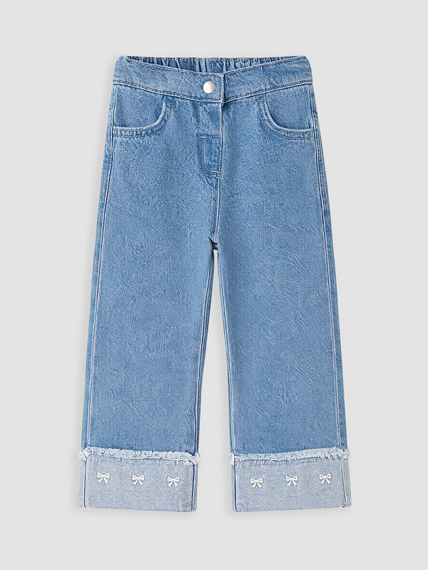 LCW baby Nakışlı Kız Bebek Jean Pantolon
