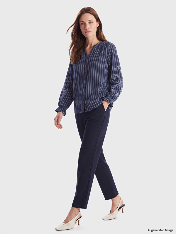 LCW Grace Woman Navy Tailored Trousers