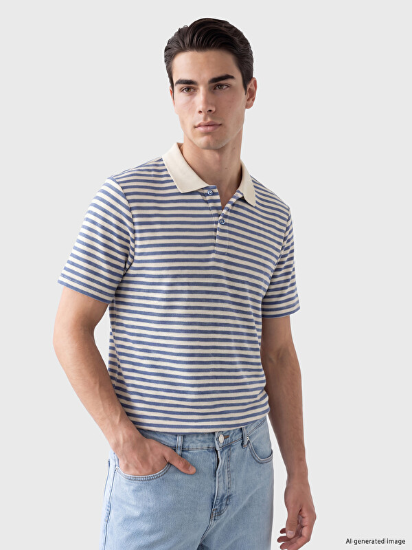 LCWAIKIKI Classic Polo Collar Striped Men's T-shirt
