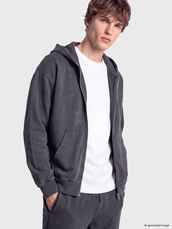 XSIDE Kapüşonlu Erkek Fermuarlı Sweatshirt