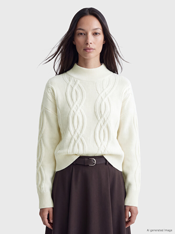 LCW EVERYDAY Cable Knit Patterned Women's Knitwear Sweater