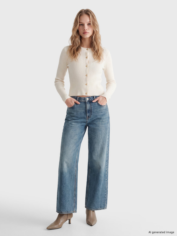 LCW Jeans Xhinse me xhepa me këmbë të gjera për gra
