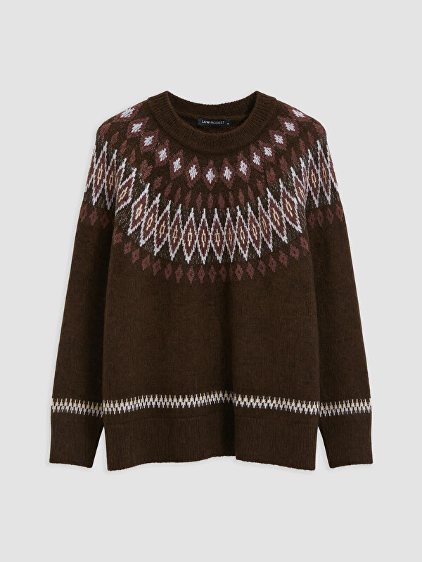LCW Modest Crew Neck Patterned Women's Knitwear Sweater
