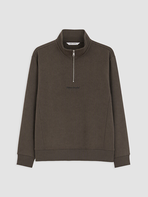 LCW Vision Mashkull Ngjyre Kafe Sweatshirt