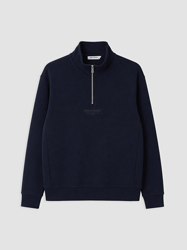 LCW Vision Dik Yaka Baskılı Erkek Sweatshirt