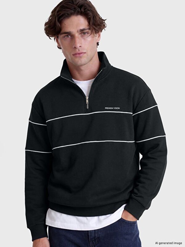 LCW Vision Bluza sportive e trashë me jakë të ngritur për burra sweatshirt