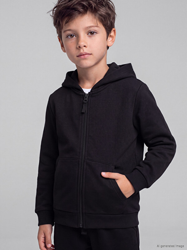 LCW Kids Hooded Thick Boys' Zippered Sweatshirt