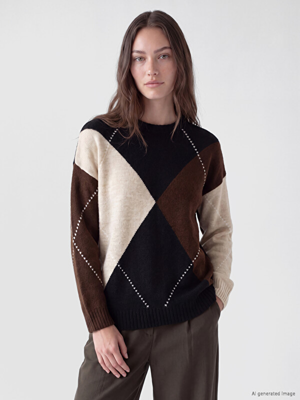LCW Modest Baklava Desenli Kadın Triko Tunik