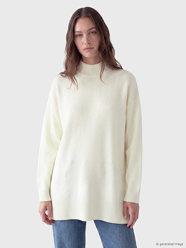 LCW Modest Dik Yaka Kadın Triko Tunik