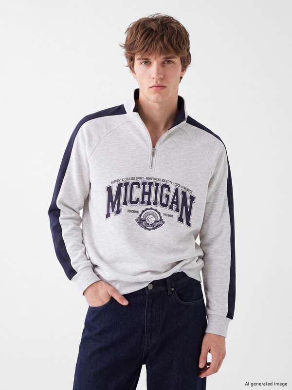 XSIDE Stand-up Collar Printed Men's Sweatshirt