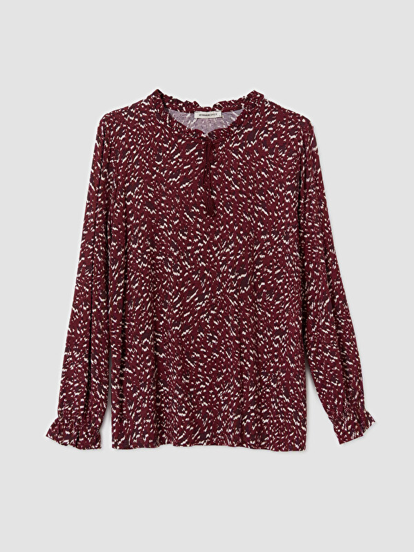 LCW Grace Crew Neck Patterned Blouse
