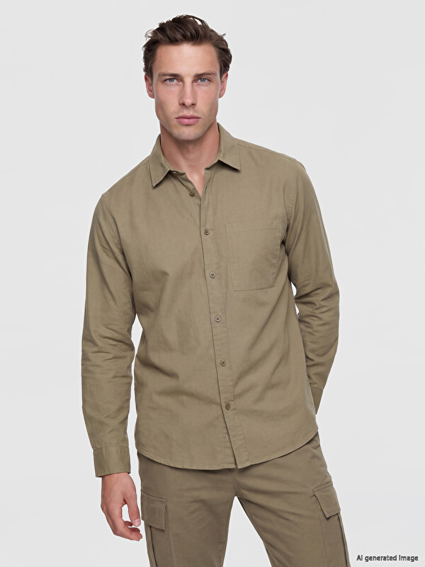 LCW ECO Standart Kalıp Gabardin Erkek Gömlek