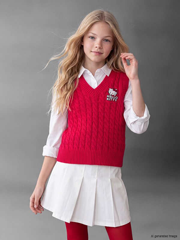 LCW Kids Hello Kitty Kız Çocuk Triko Süveter