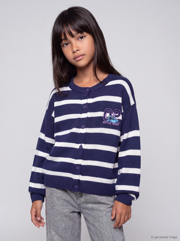 LCW Kids Stitch Embroidered Girls' Knitwear Cardigan