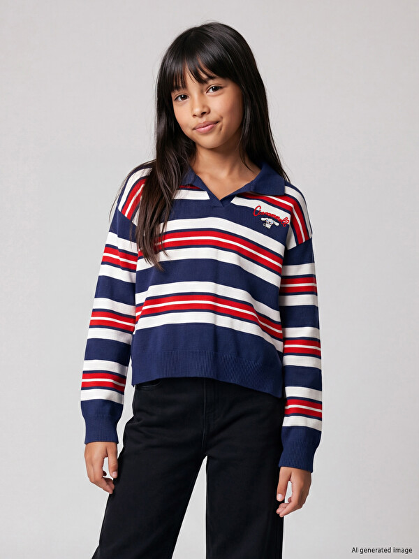 LCW Kids Cinnamoroll Embroidered Girls' Knitwear Sweater