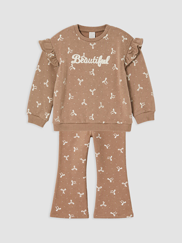 LCW baby Fiyonk Desenli Kız Bebek Takım