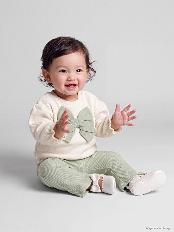 LCW baby Fiyonk Detaylı Kız Bebek Sweatshirt Ve Tayt
