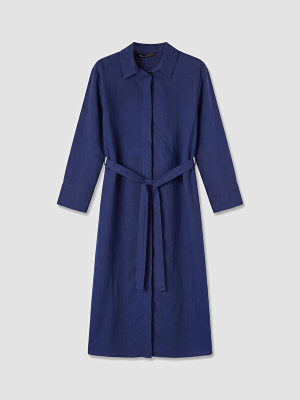 LCW Modest Beli Kuşaklı Modal Karışımlı Gömlek Elbise