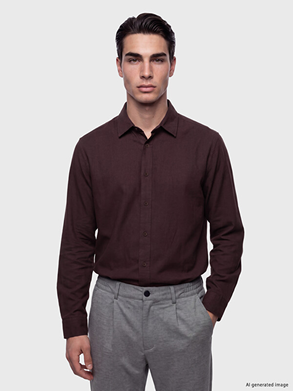 LCW ECO Regular Fit Keten Görünümlü Erkek Gömlek