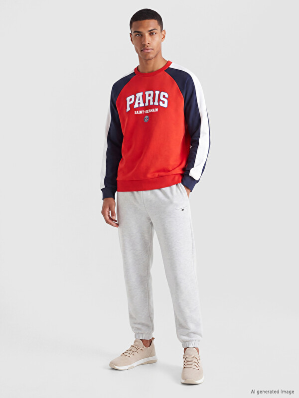 XSIDE ACTIVE Bisiklet Yaka Paris Saint-Germain Baskılı Erkek Sweatshirt