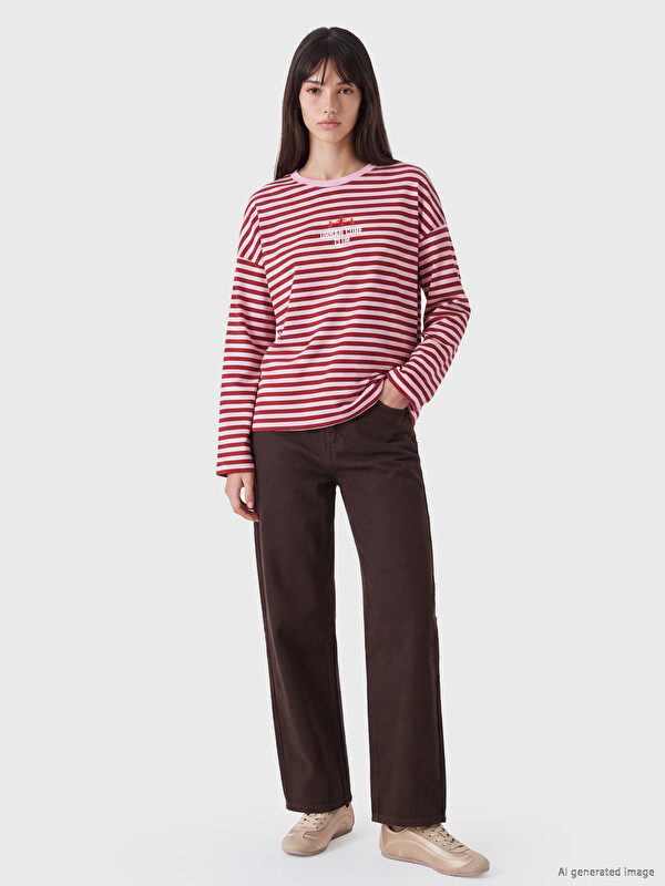 XSIDE Striped %100 Cotton Women's T-Shirt