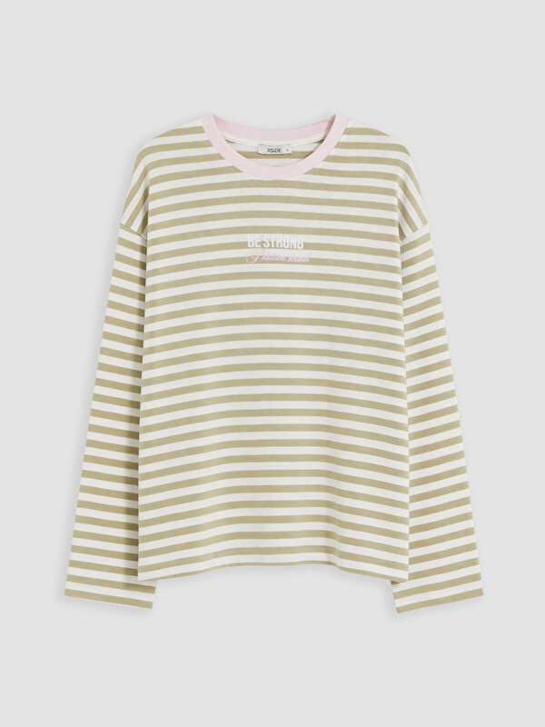 XSIDE Striped %100 Cotton Women's T-Shirt