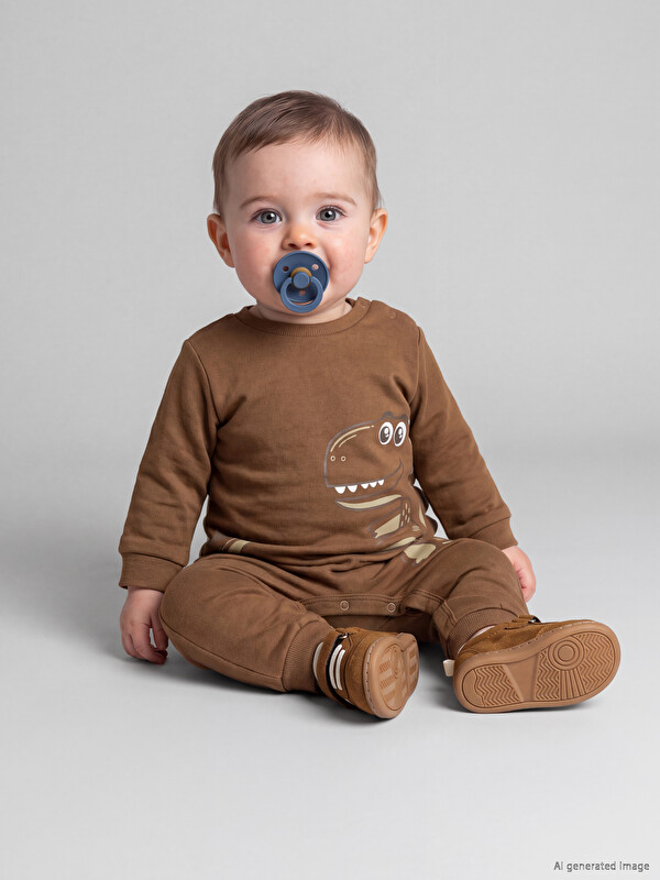 LCW baby Dinozor Baskılı Erkek Bebek Tulum