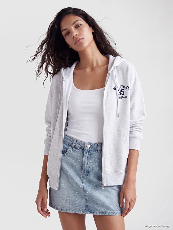 XSIDE Kapüşonlu Oversize Kadın Fermuarlı Sweatshirt