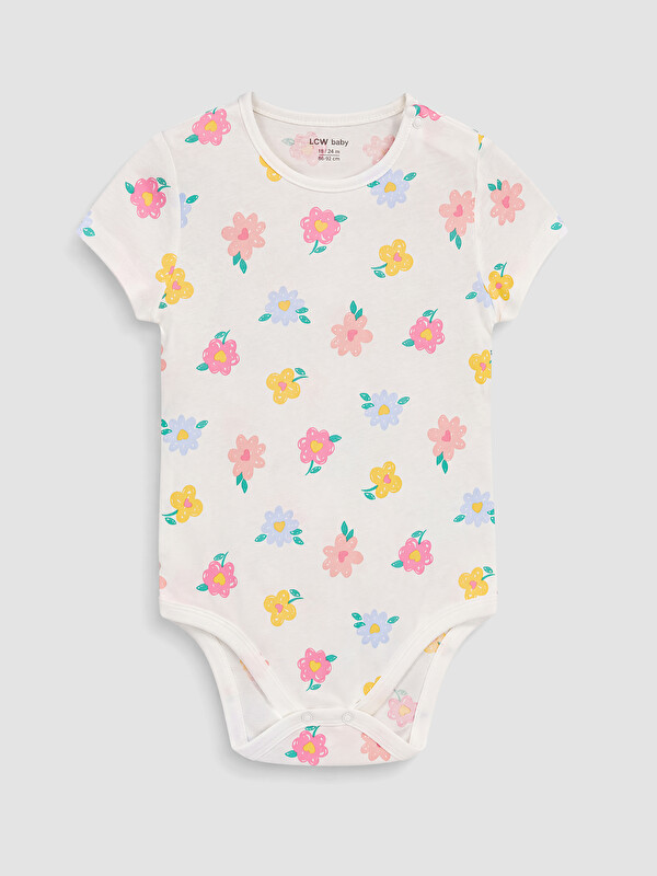 LCW baby Desenli Kız Bebek Çıtçıtlı Body