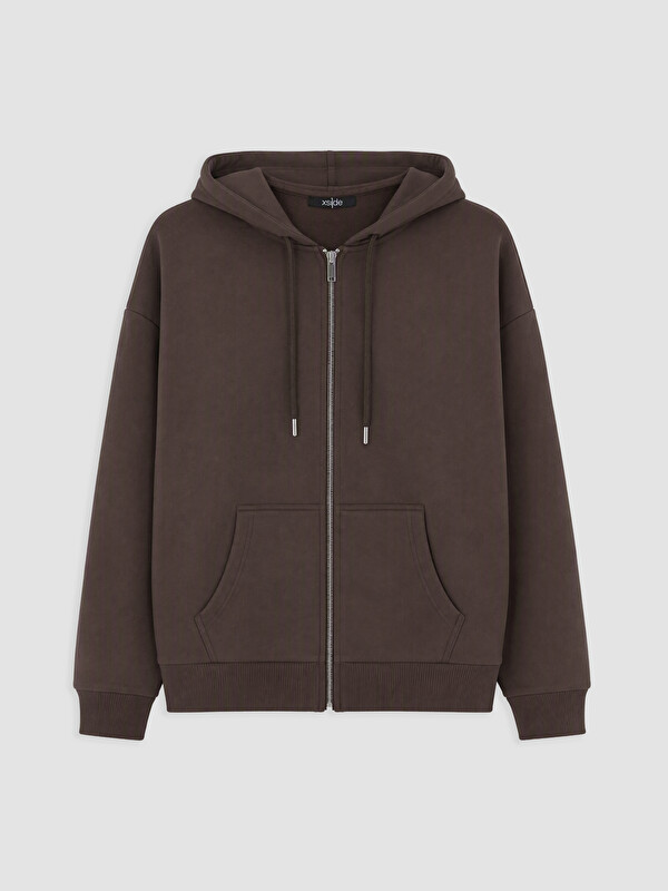 XSIDE Woman Brown Zip-Up Sweatshirt