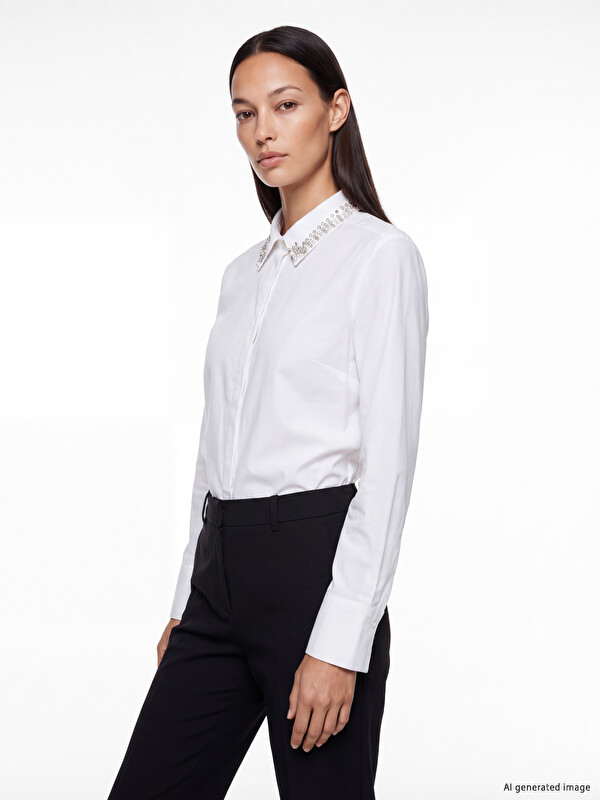LCW EVERYDAY Taşlı Poplin Kadın Gömlek