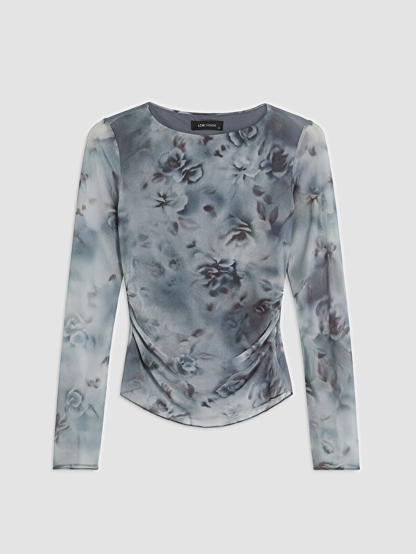 LCW Vision Batik Patterned Ruched Blouse