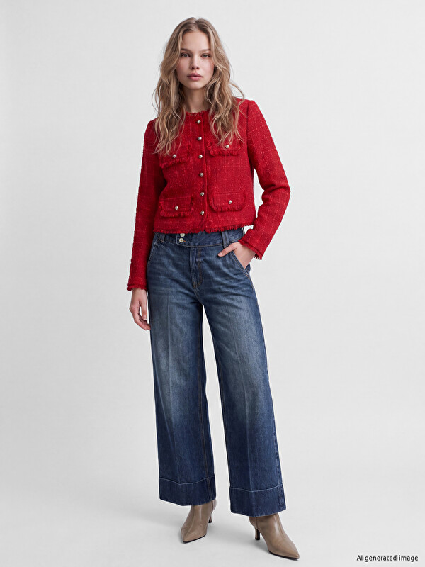 LCW Jeans Yüksek Bel Wideleg Kadın Jean Pantolon