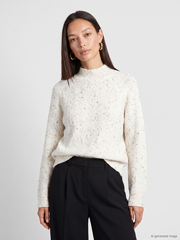 LCW EVERYDAY Mock Turtleneck Patterned Women's Knitwear Sweater