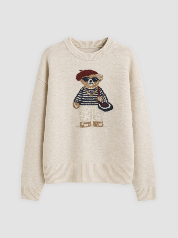 LCW EVERYDAY Bear Teddy Printed Women's Knitwear Sweater