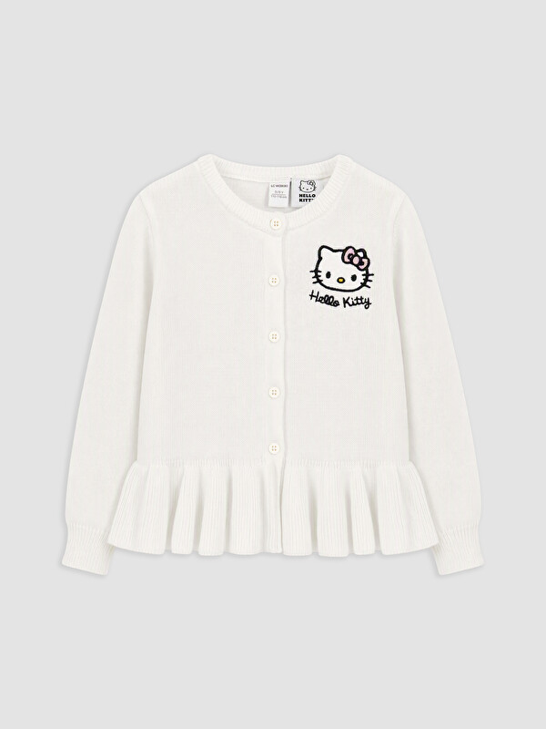 LCW Kids Hello Kitty Embroidered Girls' Knitwear Cardigan