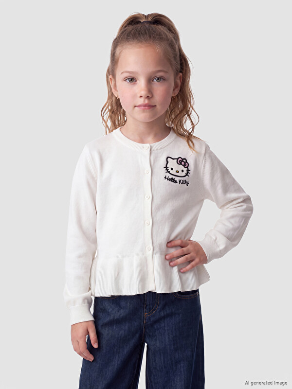 LCW Kids В'язаний кардиган для дівчаток Hello Kitty з вишивкою