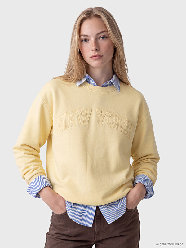 XSIDE Bisiklet Yaka Oversize Kadın Kalın Sweatshirt