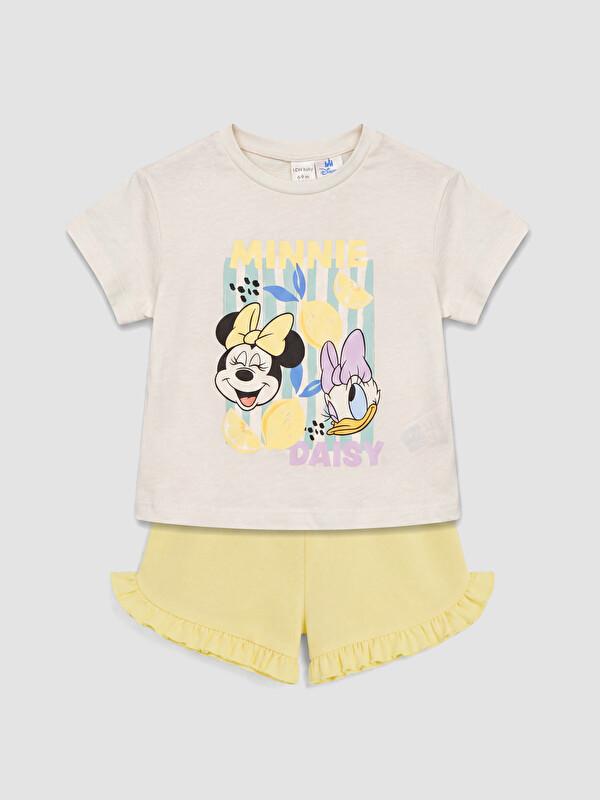 LCW baby Minnie Mouse Baskılı Kız Bebek Şortlu Takım