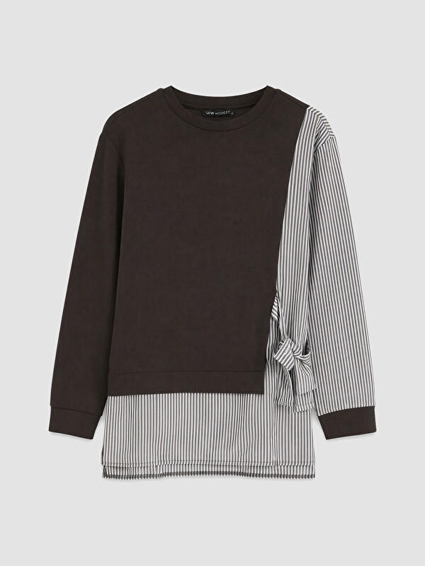 LCW Modest Woman Brown Sweatshirt Tunic