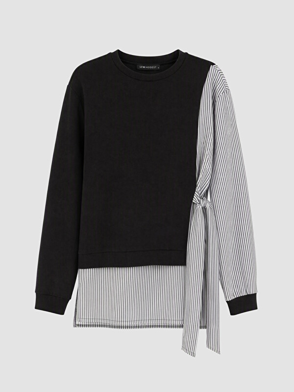 LCW Modest Woman Black Sweatshirt Tunic
