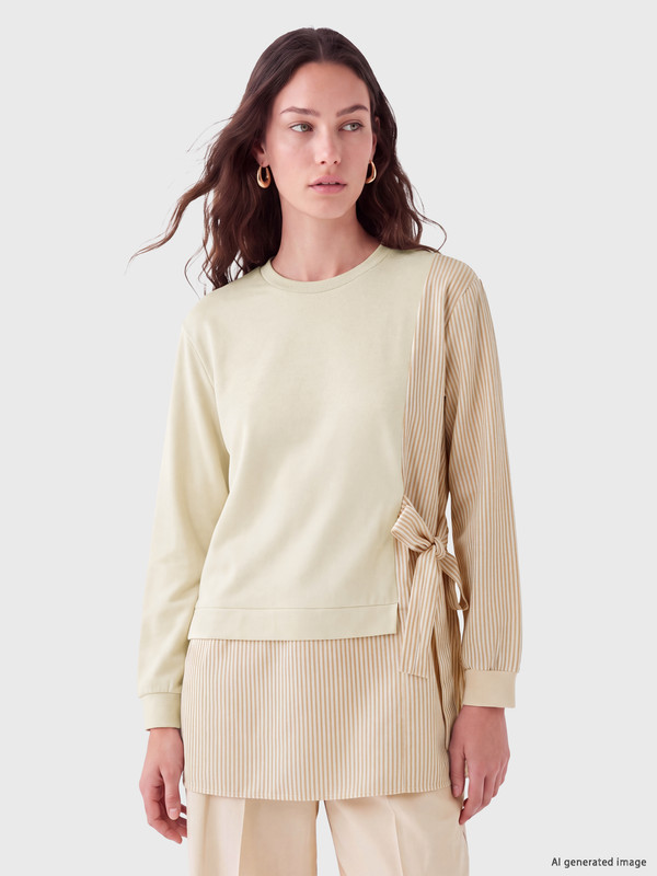 LCW Modest Çizgili Soft Touch Kadın Sweatshirt Tunik