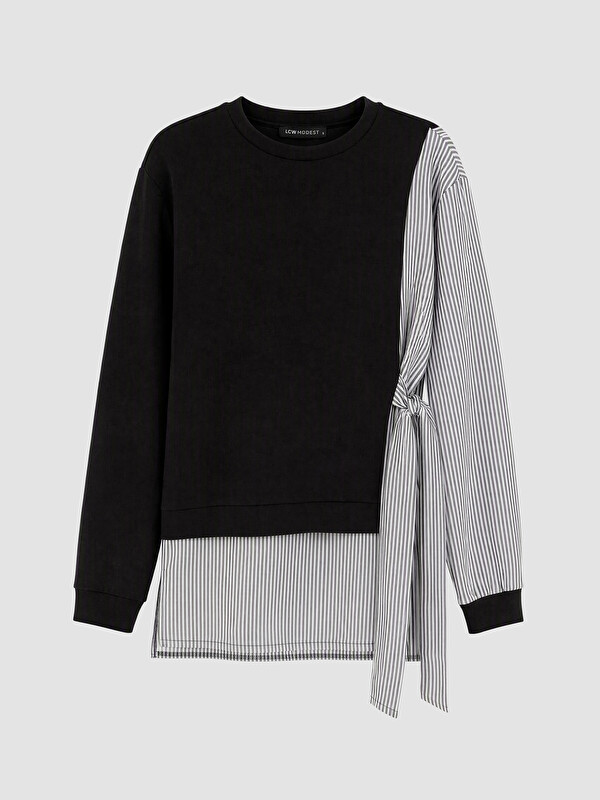 LCW Modest Çizgili Soft Touch Kadın Sweatshirt Tunik