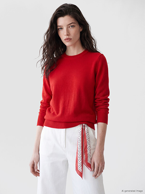 LCW Comfort дөңгелек жағалы әйелдер трикотаж жемпірі