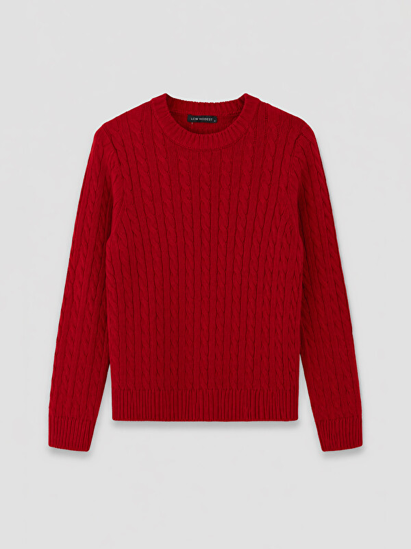 LCW Modest Crew Neck Cable Knit Women's Knitwear Sweater